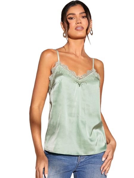 

lace trim satin cami c4wd#, White