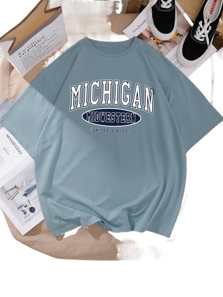 

l.etter graphic r.ound n.eck tee t7b7#, White