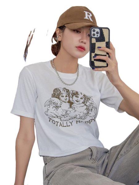 

dazy figure & letter graphic tee h23a#, White