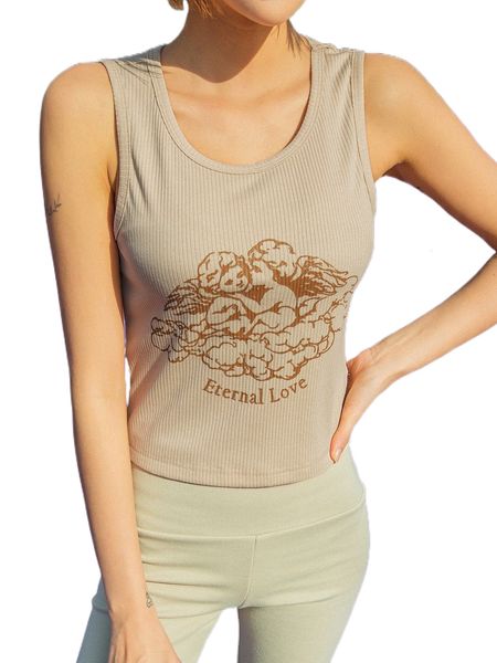 

dazy angel & letter graphic scoop neck tank n1mq#, White