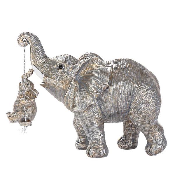 Dekorative Objekte Figuren Lustige Schaukel Elefant Miniatur Polyresin Vater Figur Baby Ornament Heimverschönerung Dekor Kunsthandwerk Pr