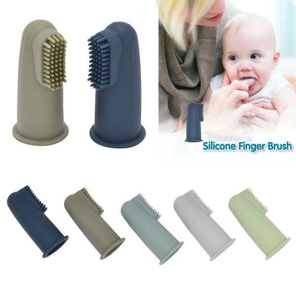 

children silicone toothbrush baby finger soft tooth glue training toothbrush food grade silica gel newborn dental oral care brush tool b8081