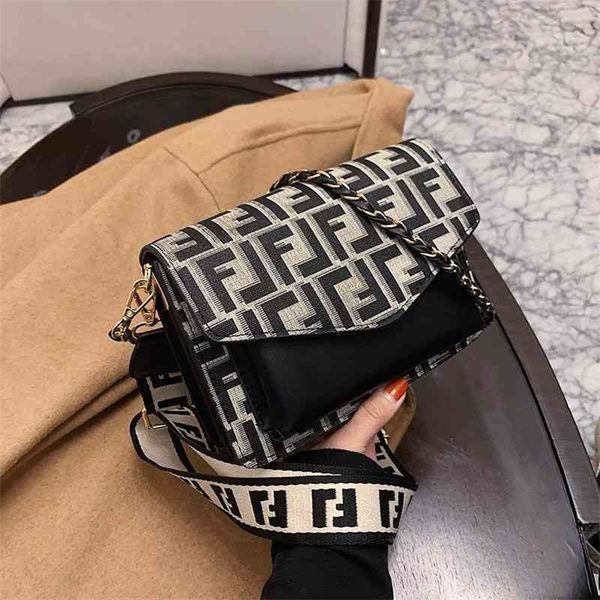 

75% off clearance outlet sale bag female chain style fashion wide shoulder strap texture trend small square bag