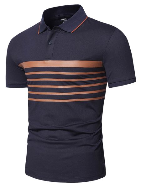 

men striped print polo shirt k9dq#, White;black