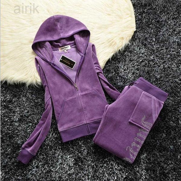 

women's two piece pants juicy tracksuit coutoure women velvet track suit couture sportswear jacket fall winter set brand, White