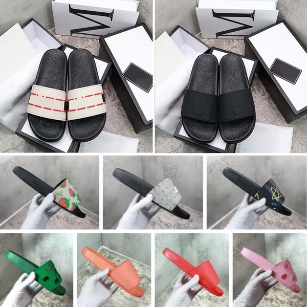 

2022 designer men women slippers sandals blue green red flower animals snake summer slide fashion flip flops wide flat slippery slipper size, Black