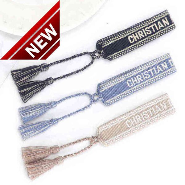 

22s sluxury fashion brand embroidery bracelets classic women men bangles friendship charm bangle woven adjustable tassel vintage couple brai, Golden;silver
