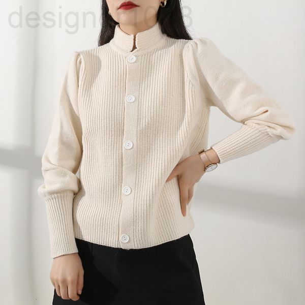 

women's knits & tees designer []early autumn new thin foreign style french court sweet bubble sleeve knitted cardigan women 61up, White