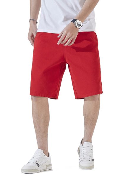 

men letter patched slant pocket denim shorts 678a#, White;black