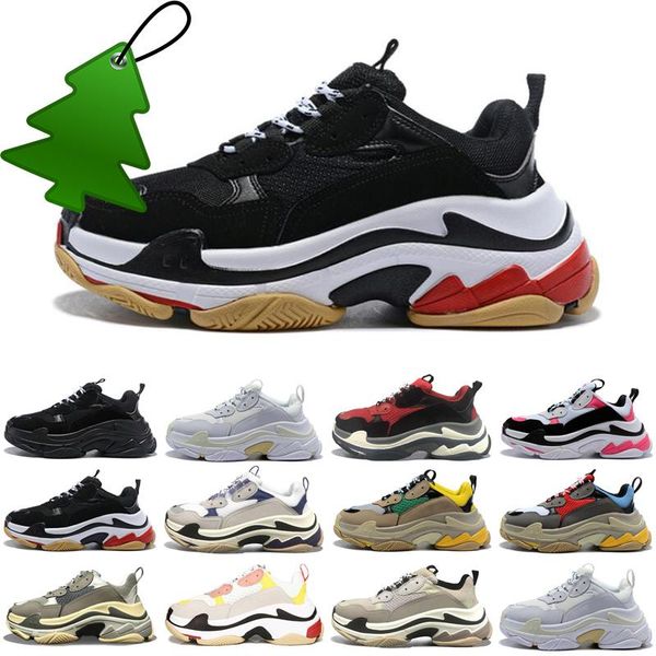 

triple s men women designer casual shoes platform sneakers black white grey red green yellow mens trainers sports shoe discount
