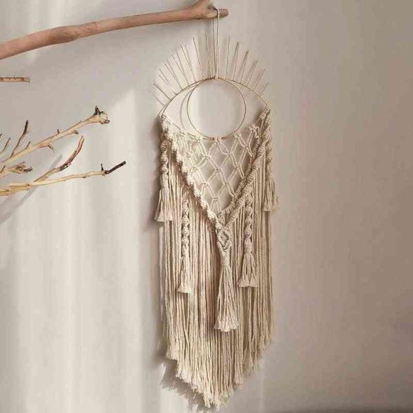 Macrame Nappa Arazzo Fatto a mano Arazzo a maglia Acchiappasogni Occhio di Dio Appeso a parete Soggiorno Camera da letto Boho Home Decor Regalo L220711