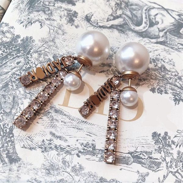 

2022 factory wholesale new dijia row diamond size pearl pendant earrings x92a, Golden