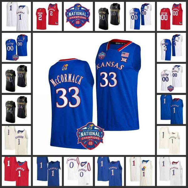 

xflsp david mccormack basketball jersey 2022 college final four custom ku kansas jayhawks stitched 55 jalen coleman-lands 21 zach clemence 1, Black