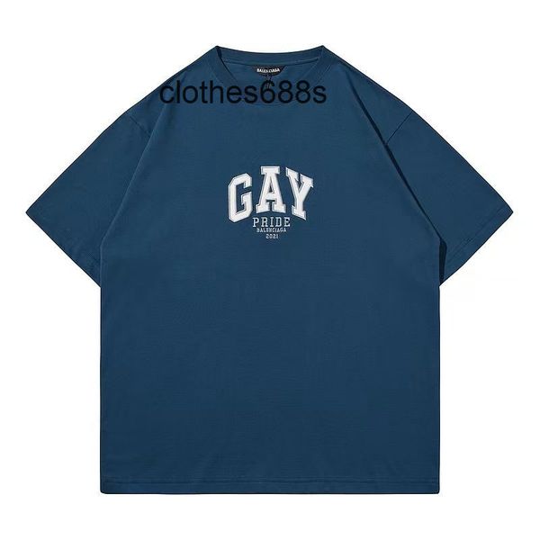 

designer t-shirts balencaga's hoodies men's sweatshirts paris pride gay letter embroidery t-shirt pure cotton new fashion short sl, White;black