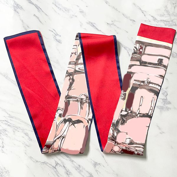 

2022 luxury fashion brand silk scarves women's designer alphabetic headband classic handbag silkss scarvess 8*120cm neckerchief, Blue;gray