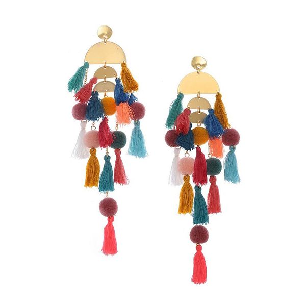 

semicircle multilayer tassel earrings versatile, Golden;silver