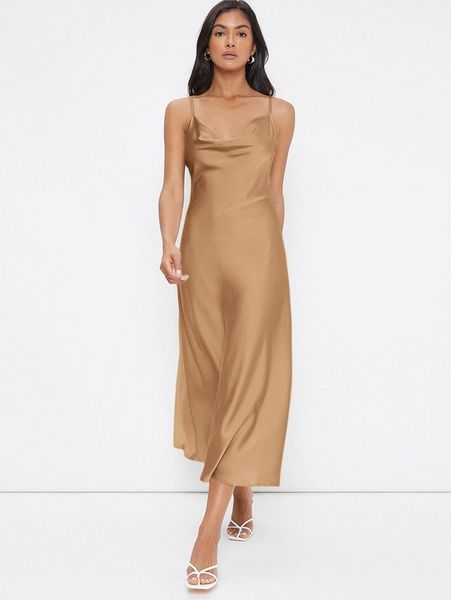 

cowl neck solid slip dress u0us#, Black;gray