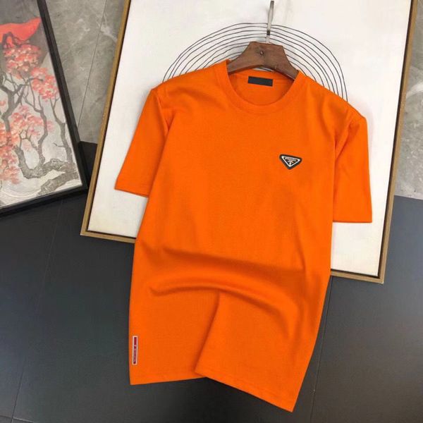 

luxuty t men's shirts brand classic designers triangle leather tshirt stard round neck short sleeve women's t-shirt couple casual, White