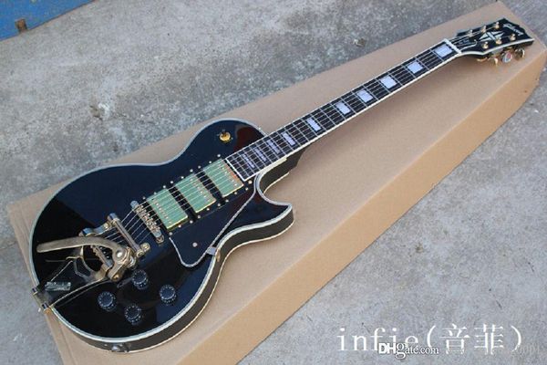 

hgfderfg custom guitar factory new classical musical vintage black 3 pickups custom lp electric guitar