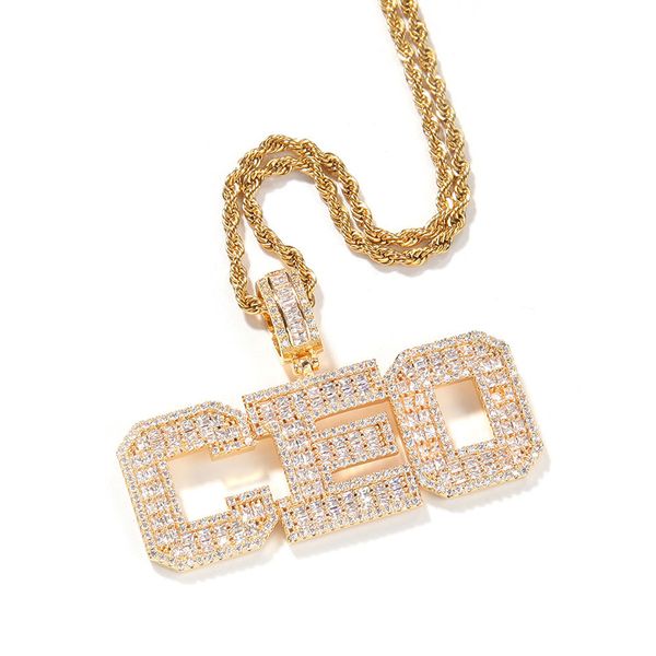 Collana Hip Hop di moda Uomo Donna Collana con pendente di design Catena Placcatura in oro reale Lettere personalizzate Collane Catene con pietra di zirconio 3A Gioielli in argento unisex