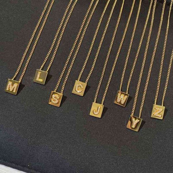 

c home designer inlaid letter necklace plated metal english alphabet necklace clavicle chain, Black