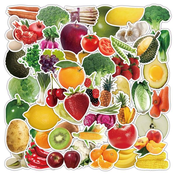 

50pcs fresh fruits and vegetables waterproof stickers