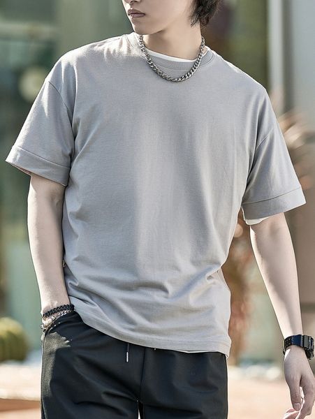 

men solid drop shoulder tee 47ui#, White;black