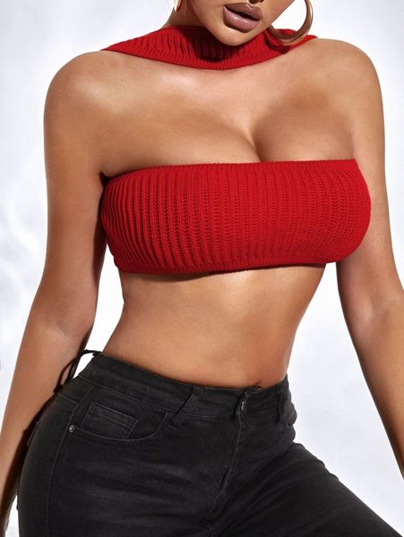 

crop ribbed knit u1wr#, White;black