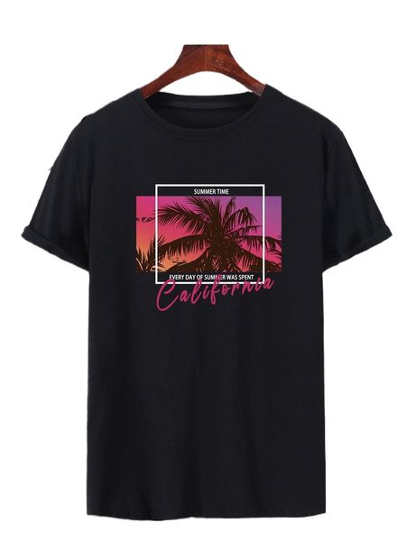 

men tropical & slogan graphic tee n4uu#, White;black