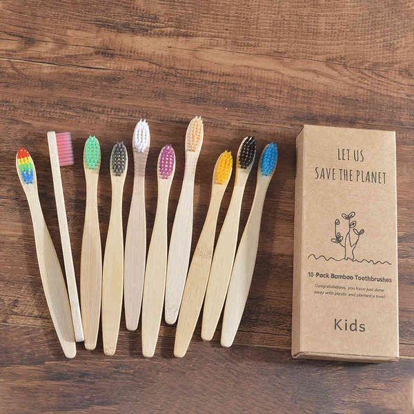 

toothbrush 10 pieces children colorful toothbrush eco soft bristle bamboo kids bambou vegan tooth dental oral care plastic 0511