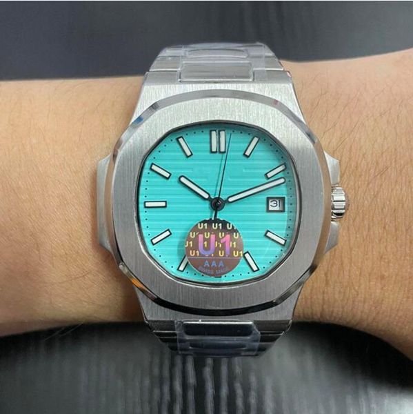 

st9 nautilus 5711 watches 40mm 2813 movement transparent mechanical automatic baby blue 170th anniversary mens watch men wristwatches, Slivery;brown