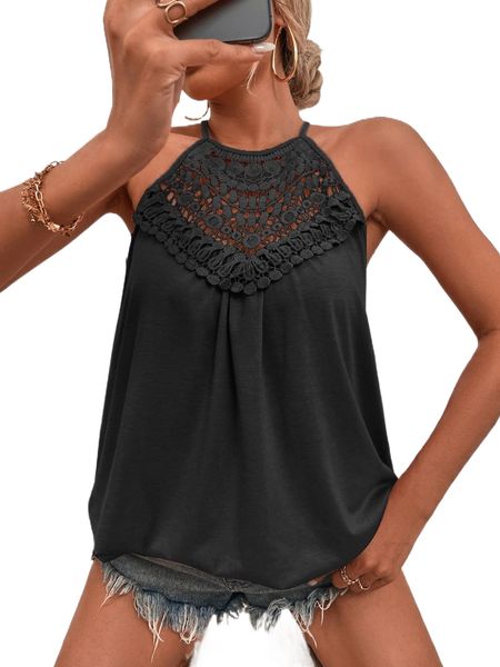 

keyhole back guipure lace panel cami i1ym#, White