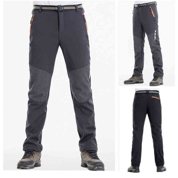 

men jeans men's winter hiking pants men warm fleece softshell trousers outdoor sports thick trekking skiing waterproof ropa hombre c 22, Black