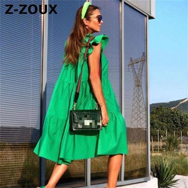

z zoux women dress short sleeve pleated long dresses fashion bohemian dress solid loose summer dresses plus size white black new lj200808, Black;gray