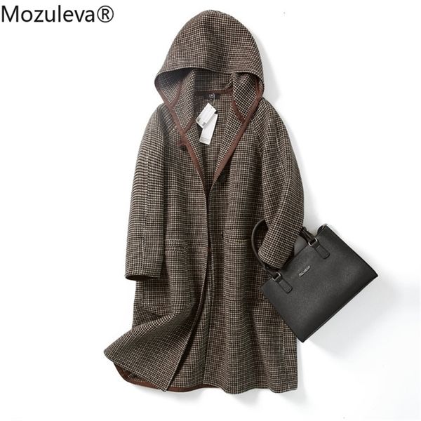 

hand made wool loose double sided women's coat in autumn and winter 210416, Tan;black