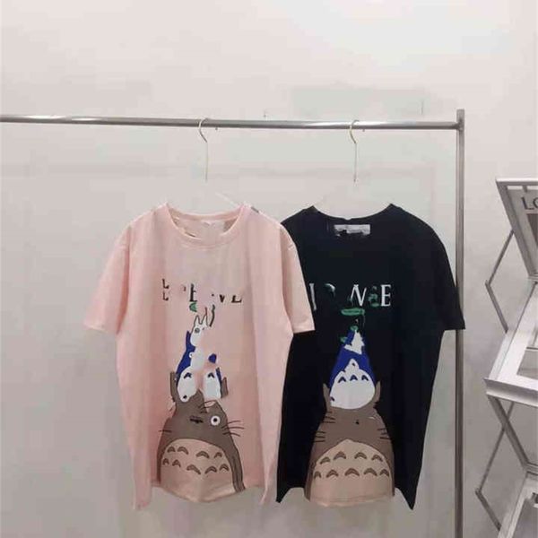

2022 new special offer fashion luojia printed embroidery couple's loose short sleeve casual bottomed t-shirt, White