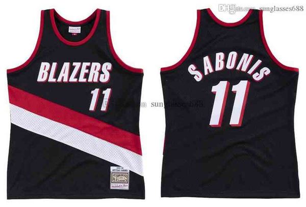 

stitched arvydas sabonis jersey s-6xl mitchell & ness 1999-00 mesh hardwoods classics retro basketball jerseys men women youth, Black