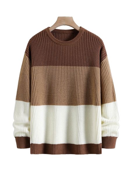 

men colorblock rib-knit drop shoulder sweater d5uh#, White;black