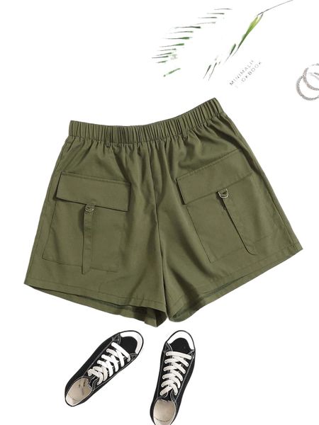 

plus flap pocket shorts 70oj#, Black