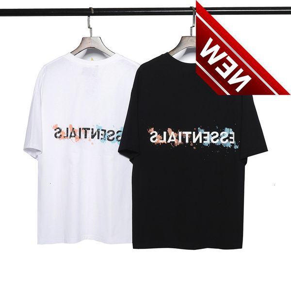

summer new essentials ink splashing letter short sleeve female fog high street fashion brand off shoulder t-shirt male couple, White;black