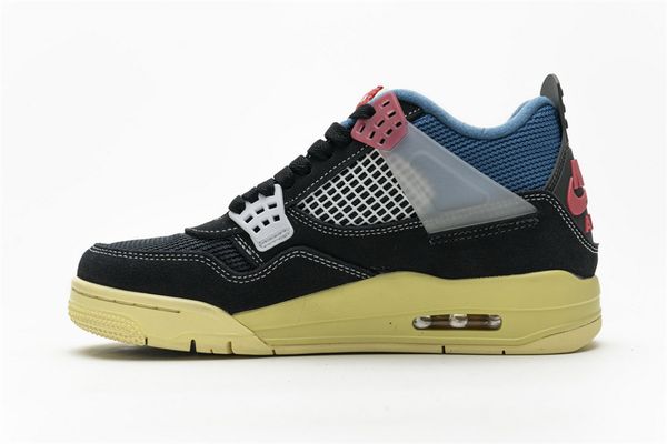 

shoes mens jumpman 4 iv 4s union la sp off noir black basketball shoe sports sneakers black/yellow/blue colorway