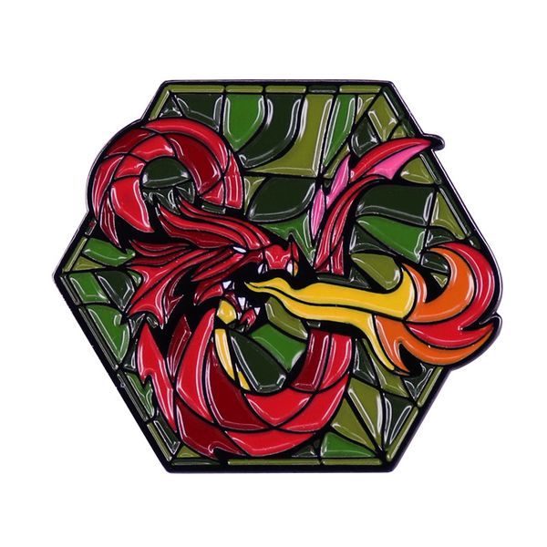 

dnd stained glass logo enamel pin dungeon master d20 dice tablegame brooch, Blue