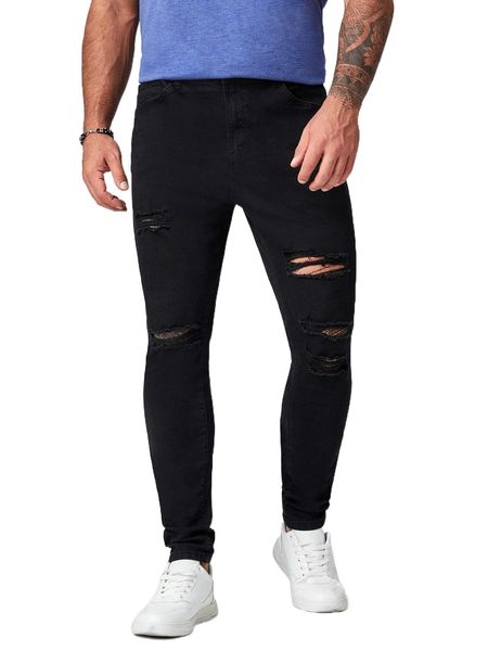 

extended sizes men ripped skinny jeans 01bp#, Blue