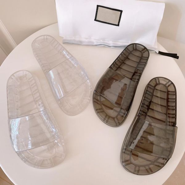 

designer shoes lady flats sandals jelly women slippers summer luxury flat slides ladies beach sandal party wedding oran slipper with box, Black