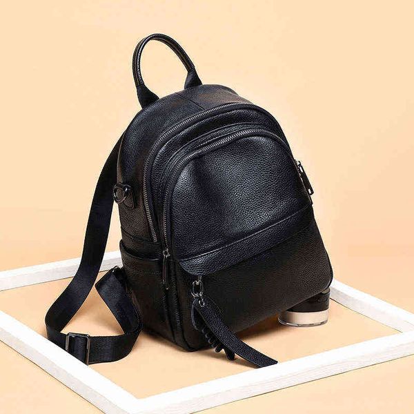 

women backpack designer shoulder female trendy fashion high quqlity cow leather multifunction large capacity travel school bag 220507