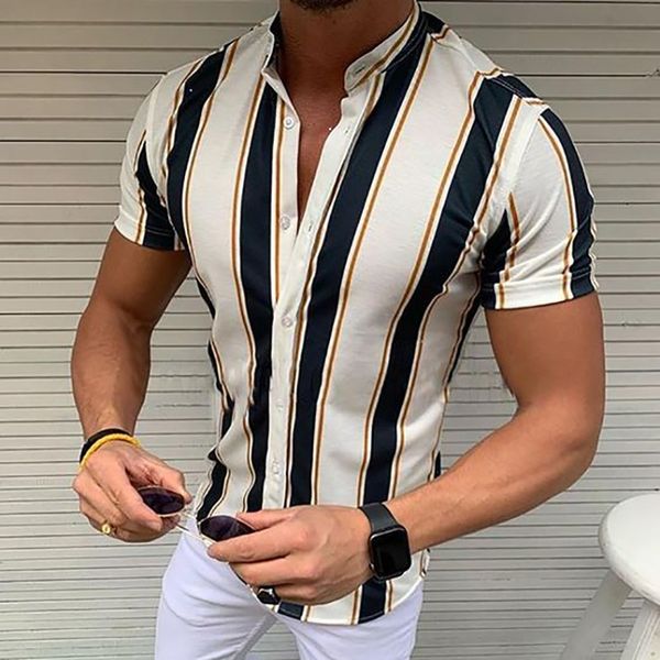 

summer vintage stripe men's shirt cardigan top, White;black