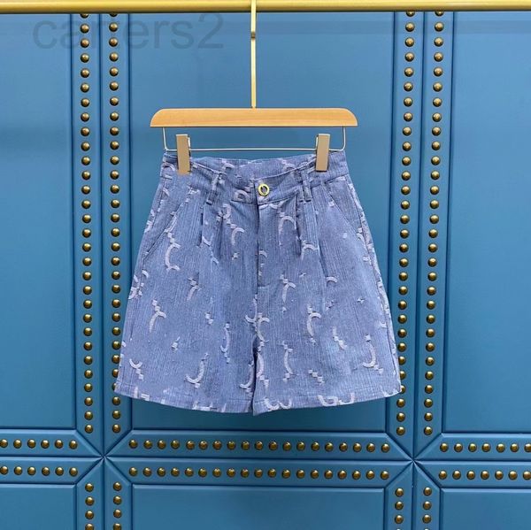 

women's jeans designer 22s summer new double g letter all over printed double-sided jacquard loose denim shorts women's old flower, Blue