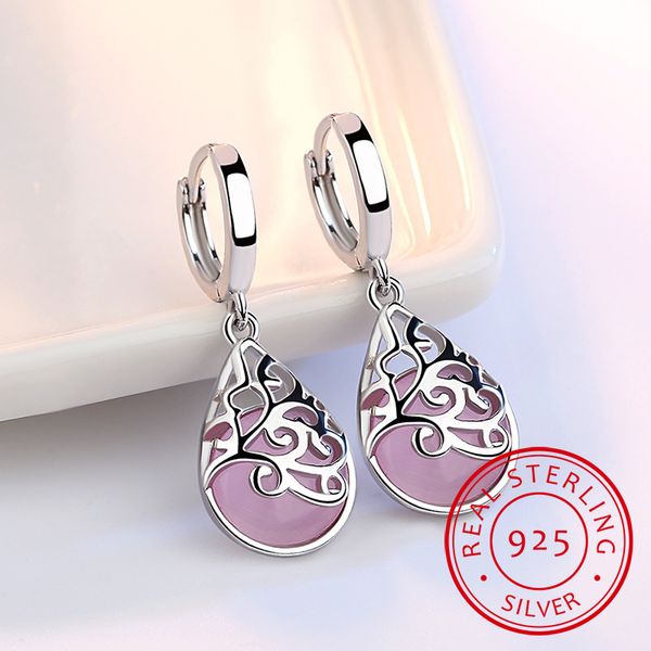 

trendy opal stone flower 925 sterling silver ladies stud earrings original jewelry for women anti allergy drop shipping, Golden;silver
