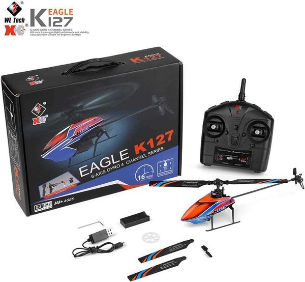 

wltoys xk k127 remote control helicopter 4 channel with 6axis gyro one key take off/landing easy to fly for kids and beginners