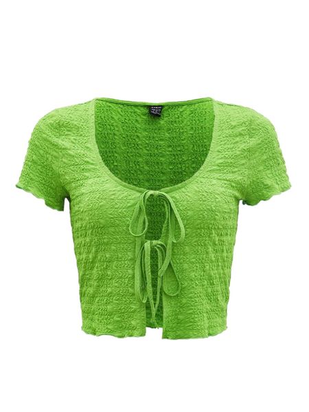 

mod knot front textured lettuce trim tee y0sa#, White